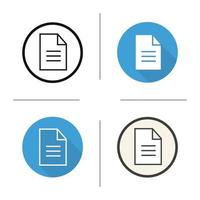 New document icon. Flat design, linear and color styles. File. Isolated vector illustrations