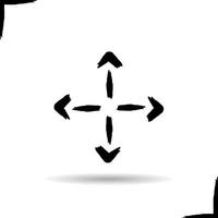 icono de símbolo de entrega. símbolo de dirección de sombra. cuatro flechas. trazo de pincel de tinta. vector ilustración aislada