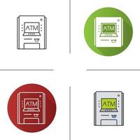 Atm machine icon. Flat design, linear and color styles. Bank cash machine. Isolated vector illustrations