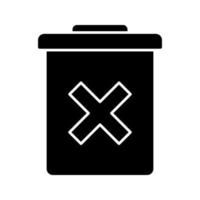 Delete forever button glyph icon. Silhouette symbol. Dustbin.Garbage can, trashcan. Do not discard. Negative space. Vector isolated illustration