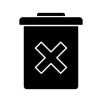 Delete forever button glyph icon. Silhouette symbol. Dustbin.Garbage can, trashcan. Do not discard. Negative space. Vector isolated illustration