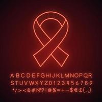Icono de luz de neón de cinta anti vih. signo brillante del día mundial del sida. luchando contra el sida. vector ilustración aislada