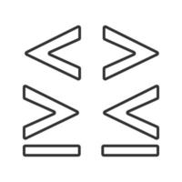 Math symbols linear icon. Thin line illustration. Is less, greater or equal than signs. Contour symbol. Vector isolated outline drawing