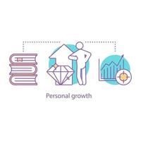 Personal growth concept. Self development idea thin line illustration. Confident and successful person. Goal achieving. Vector isolated outline drawing