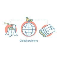 Global problems concept icon. Deforestation idea thin line illustration. Forestry. Vector isolated outline drawing