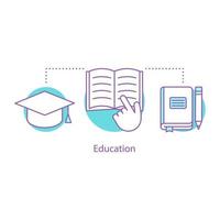 Education concept icon. Gaining knowledge idea thin line illustration. Studying. Homework. School, university. Vector isolated outline drawing