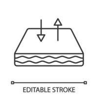 Breathable mattress linear icon. Thin line illustration. Crib mattress with breathable cover fabric. Air circulation. Contour symbol. Vector isolated outline drawing. Editable stroke