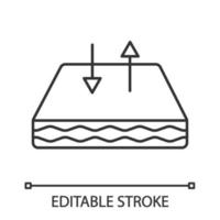 icono lineal de colchón transpirable. Ilustración de línea fina. colchón de cuna con funda de tela transpirable. circulación aérea. símbolo de contorno. dibujo de contorno aislado vectorial. trazo editable vector