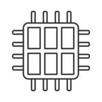 Six core processor linear icon. Hexa microprocessor. Thin line illustration. Microchip, chipset. CPU. Multi-core processor. Integrated circuit. Contour symbol. Vector isolated drawing. Editable stroke