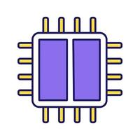 Dual core processor color icon. X2 microprocessor. Microchip, chipset. CPU. Central processing unit. Computer, phone processor. Integrated circuit. Isolated vector illustration