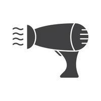 Hair dryer glyph icon. Silhouette symbol. Blowdryer. Negative space. Vector isolated illustration