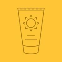 Sun cream color linear icon. Suntan lotion. Thin line contour symbols on color background. Vector illustration