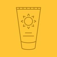 Sun cream color linear icon. Suntan lotion. Thin line contour symbols on color background. Vector illustration