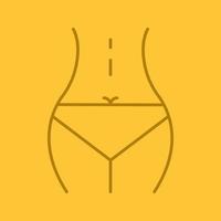 Woman's waist color linear icon. Sunbathing. Bikini. Thin line contour symbols on color background. Vector illustration