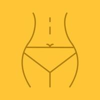 Woman's waist color linear icon. Sunbathing. Bikini. Thin line contour symbols on color background. Vector illustration