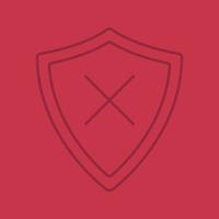 Security color linear icon. Protection shield with cancel cross. Thin line contour symbols on color background. Vector illustration