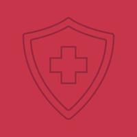 Medical insurance color linear icon. Security shield with medical cross. Insurance policy. Thin line contour symbols on color background. Vector illustration