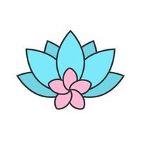 Spa salon flowers color icon. Aromatherapy plumeria and lotus. Isolated vector illustration