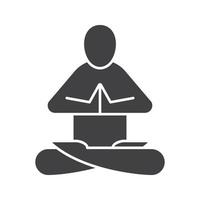 Yoga position glyph icon. Silhouette symbol. Yoga class. Negative space. Vector isolated illustration