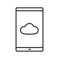 Smartphone cloud storage linear icon. Thin line illustration. Cloud computing contour symbol. Vector isolated outline drawing