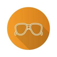 Sunglasses flat linear long shadow icon. Aviators. Vector line symbol