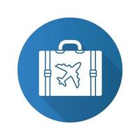maleta de equipaje de viaje. icono de plano lineal larga sombra. símbolo de línea vectorial vector