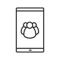 Smartphone contacts linear icon. Thin line illustration. Smart phone with group of people contour symbol. Vector isolated outline drawing