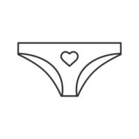 Panties linear icon. Thin line illustration. Women's panties with heart shape contour symbol. Vector isolated outline drawing