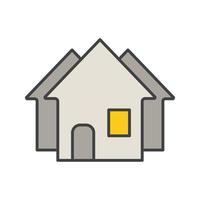 Real estate market color icon. Three houses. Isolated vector illustration