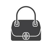 Women's handbag glyph icon. Silhouette symbol. Bag. Negative space. Vector isolated illustration