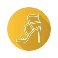 High heel shoe flat linear long shadow icon. Vector line symbol