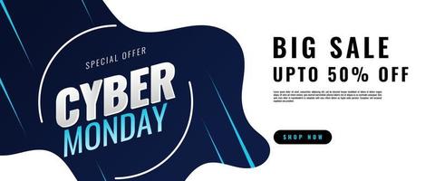 La plantilla de banner de venta de Cyber Monday es perfecta para póster, banner, página de destino, publicidad, etc. vector