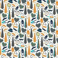 Seamless pattern of Fathers day. Flat set icons on white background. vector