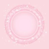 Effervescent soap bubbles frame on pink background. Vector illustration.