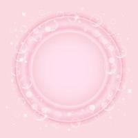 Effervescent soap bubbles frame on pink background. Vector illustration.