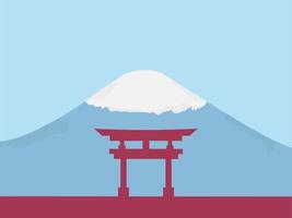 Japanese Culture Day Background or Greeting Card Design. Illustration of a Japanese gate with mount fuji in the background, and a copy space area. Suitable placed on content with that theme. vector