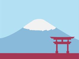 Fondo del día de la cultura japonesa o diseño de tarjeta de felicitación. Ilustración de una puerta japonesa con el monte Fuji al fondo y un área de espacio de copia. adecuado colocado en el contenido con ese tema. vector