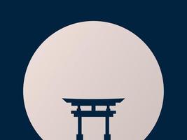 Japanese Culture Day Background. Japanese gate illustration with full moon background. vector