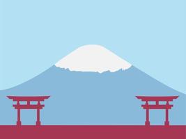 Fondo del día de la cultura japonesa o diseño de tarjeta de felicitación. Ilustración de una puerta japonesa con el monte Fuji al fondo y un área de espacio de copia. adecuado colocado en el contenido con ese tema. vector