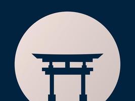 Japanese Culture Day Background. Japanese gate illustration with full moon background. vector