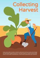 Collecting harvest brochure template. Root vegetable crops cultivation. Flyer, booklet, leaflet concept with flat illustrations. Vector page layout for magazine. Advertising invitation with text space