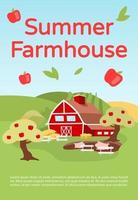 Summer farmhouse brochure template. Countryside farming. Flyer, booklet, leaflet concept with flat illustrations. Village ranch. Vector page layout for magazine. Advertising invitation with text space