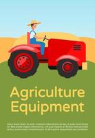 Agriculture equipment brochure template. Farming machinery, tractor. Flyer, booklet, leaflet concept with flat illustrations. Vector page layout for magazine. Advertising invitation with text space