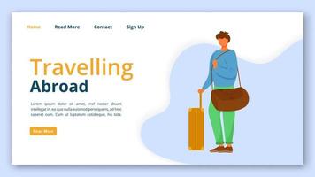 Travelling abroad landing page vector template. Tourist agency website interface idea with flat illustrations. Tour operator homepage layout. Travel company web banner, webpage cartoon concept