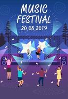 Summer music festival brochure template. Open air. Flyer, booklet, leaflet concept with flat illustrations. Vector page layout for magazine. Rock, pop concert advertising invitation with text space