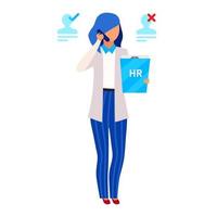 HR manager, recruiter flat vector illustration. Recruitment agency worker isolated cartoon character on white background. Human resources department chief, employer, headhunter choosing recruits