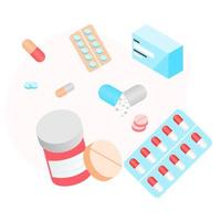 Medical drugs, pill, medical pills, bottle pills, capsule and medicine. Flat vector illustration design concept of healthcare and medicine. Medical support, medication shopping, pharmacy, drug store.