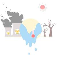 concepto de diseño plano de calentamiento global para la página de destino. Ilustración de vector plano moderno adecuado para web, móvil y ui. contaminación, calefacción del suelo, alto grado, cambio climático, concepto de clima cálido.