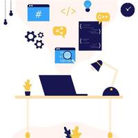 Modern flat design concept of software development coding process. Developing, designer, programming, testing cross platform code, app, UI. Create, editing script for website and mobile devices. vector