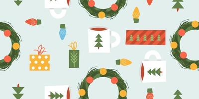 Seamless pattern. Christmas and New Year. Vector illustration.